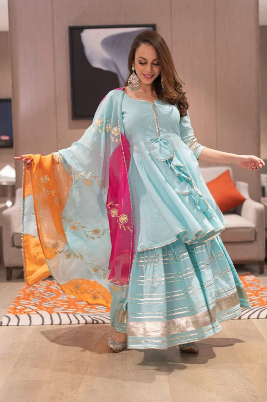 Women's Sky Blue Sharara Set