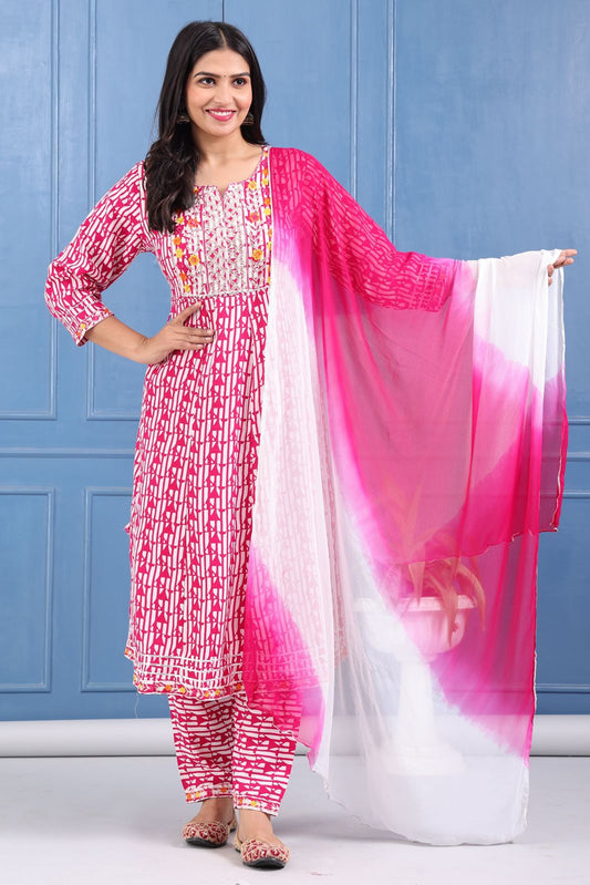 Pink Embroidery Salwar Dupatta Set