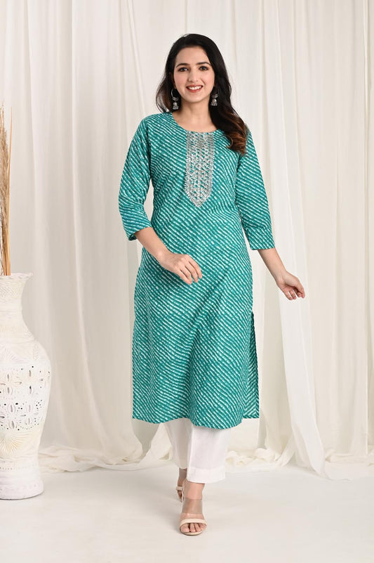 Turquoise Bandhani Kurta