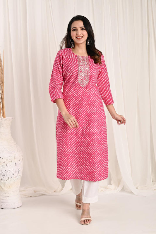 Pink Bandhani Kurta