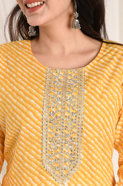 Mustard Bandhani Kurta