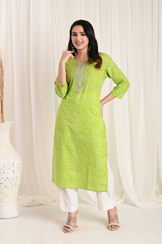 Green Bandhani Kurta