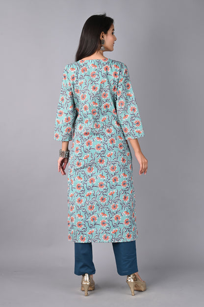 Women's Sky Blue Kurta with Pant