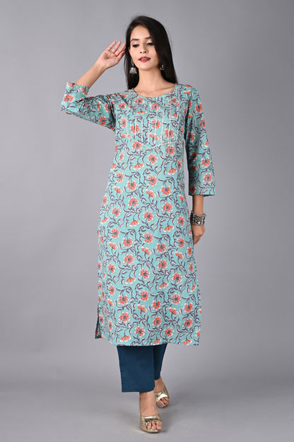 Women's Sky Blue Kurta with Pant