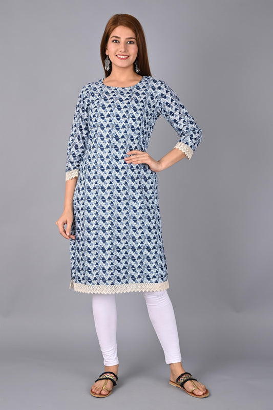 Women's indigo Blue Crafted Kurta