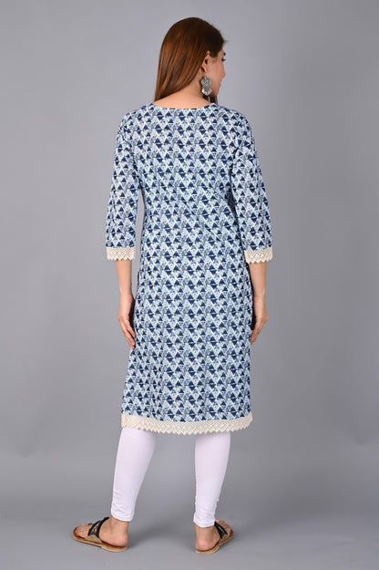 Women's indigo Blue Crafted Kurta