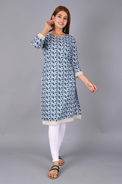 Women's indigo Blue Crafted Kurta