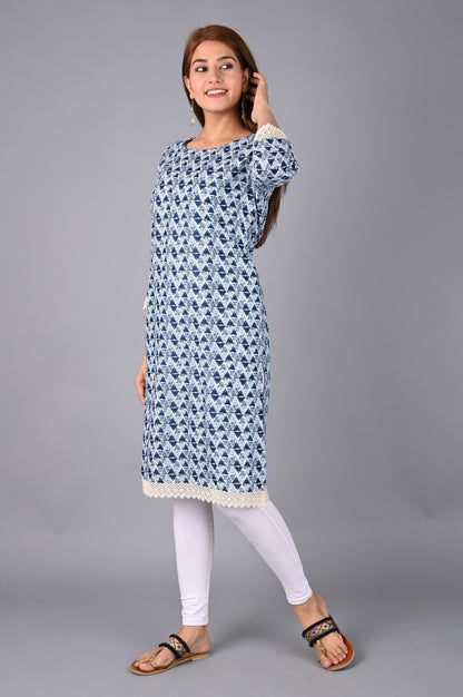 Women's indigo Blue Crafted Kurta