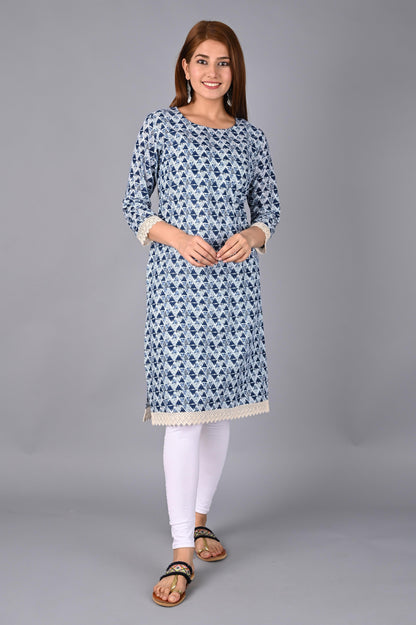 Women's indigo Blue Crafted Kurta