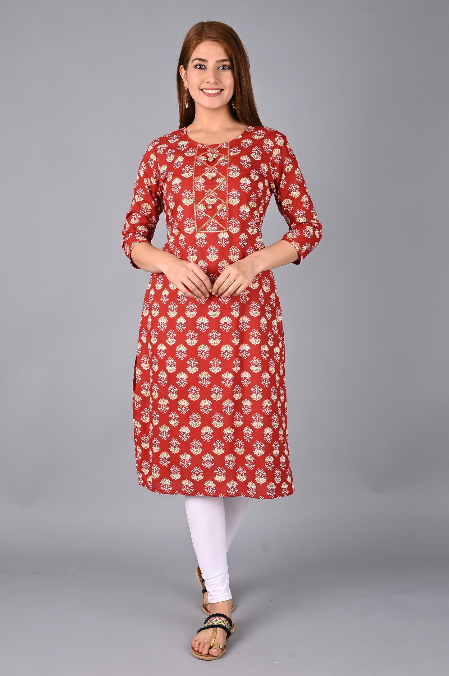 Women's Red Printed Kurta