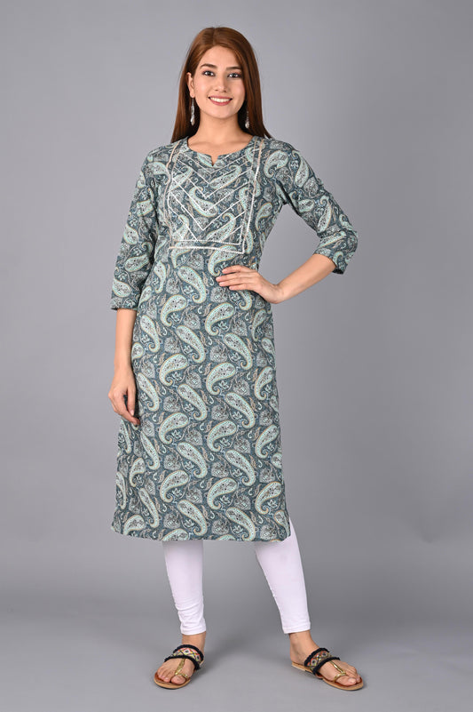 Women's Mint Green Paisley Kurta