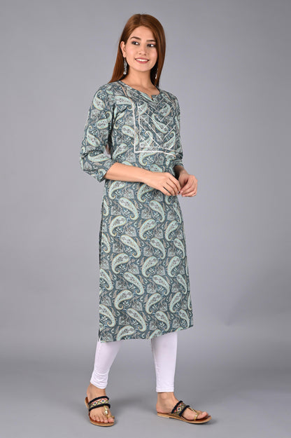 Women's Mint Green Paisley Kurta