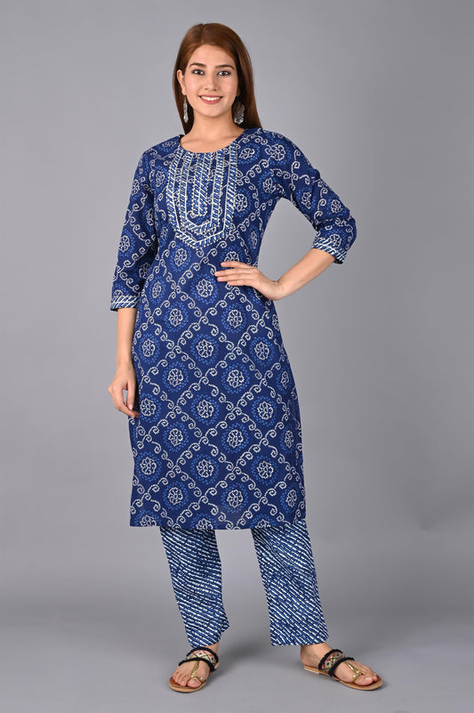 Women's Royal Blue Kurta Pant Set