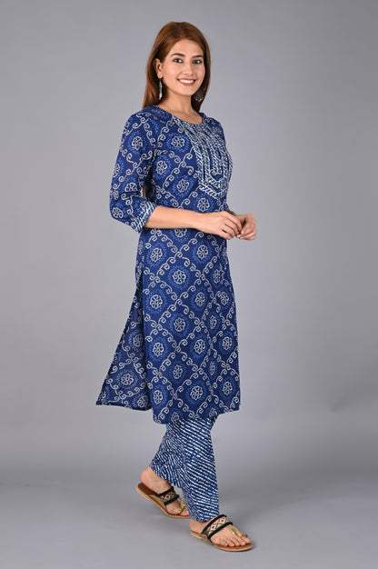 Women's Royal Blue Kurta Pant Set