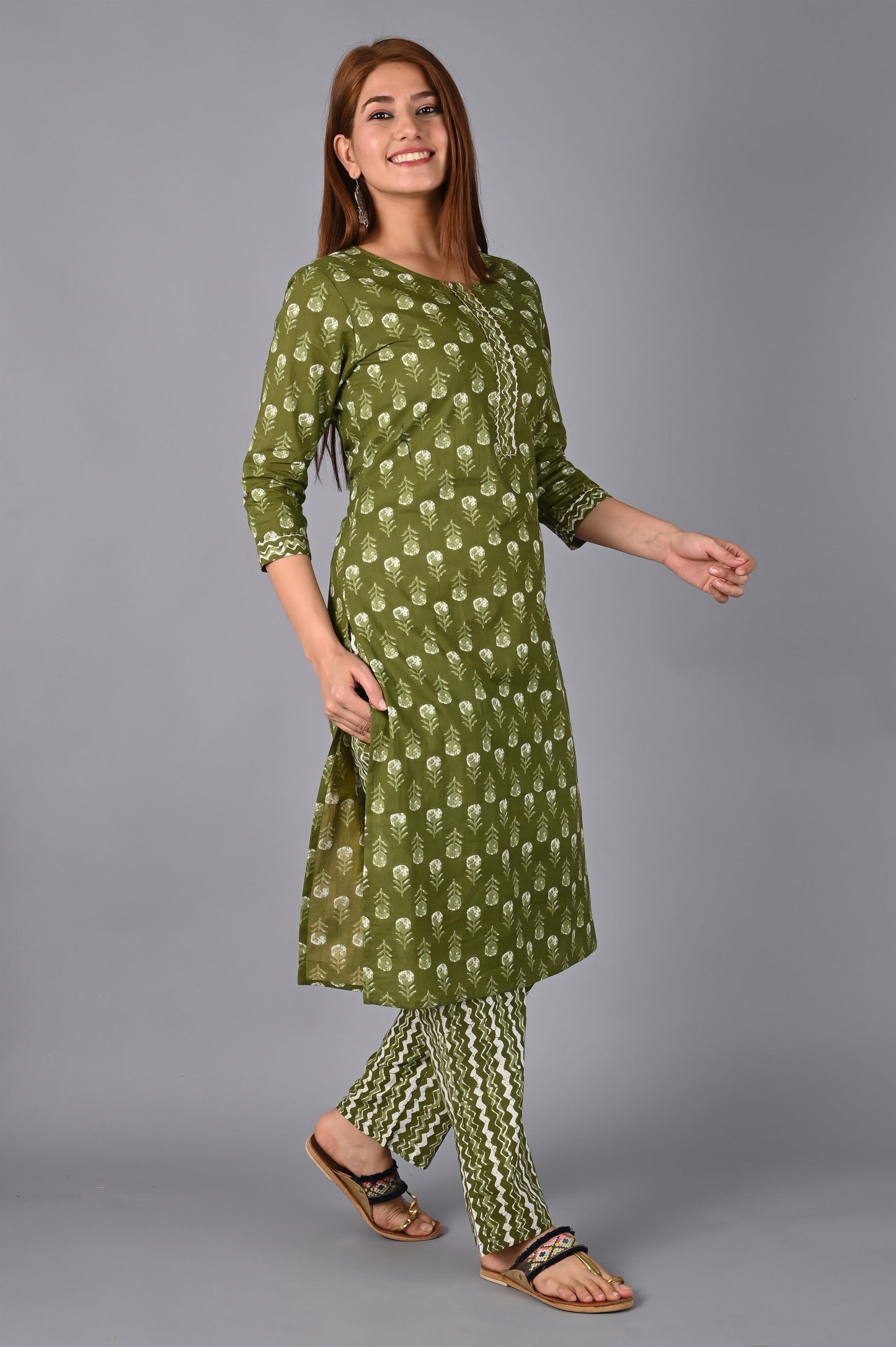 Women's Olive Green Kurta with Pant