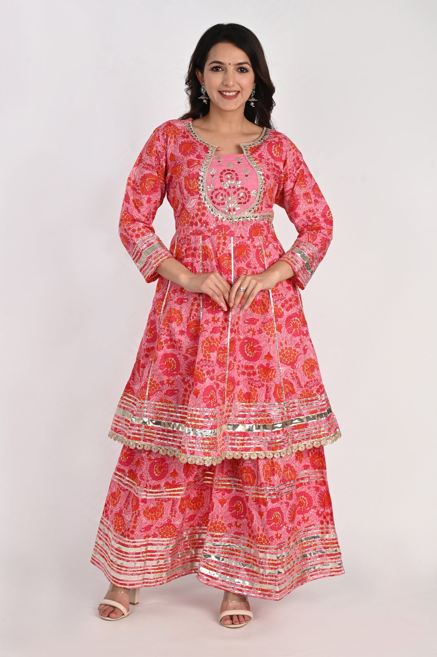 Women's Pink cotton sharara set